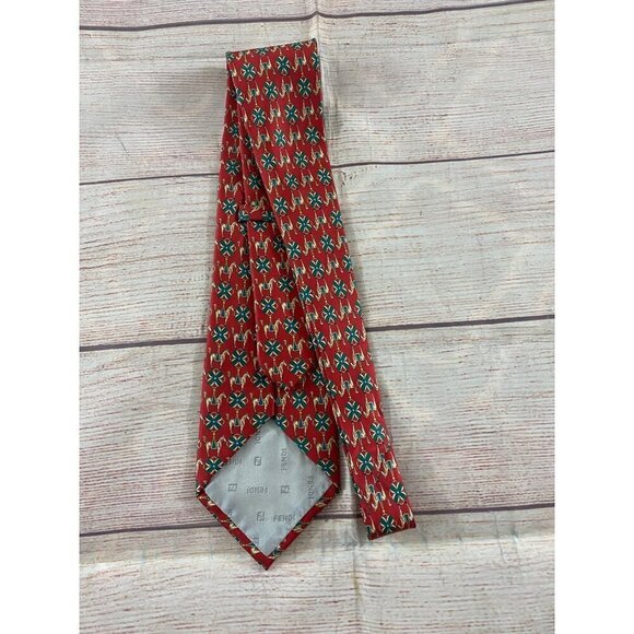 Fendi Men's Red Printed 100% Silk Tie - OS - Picture 2 of 6